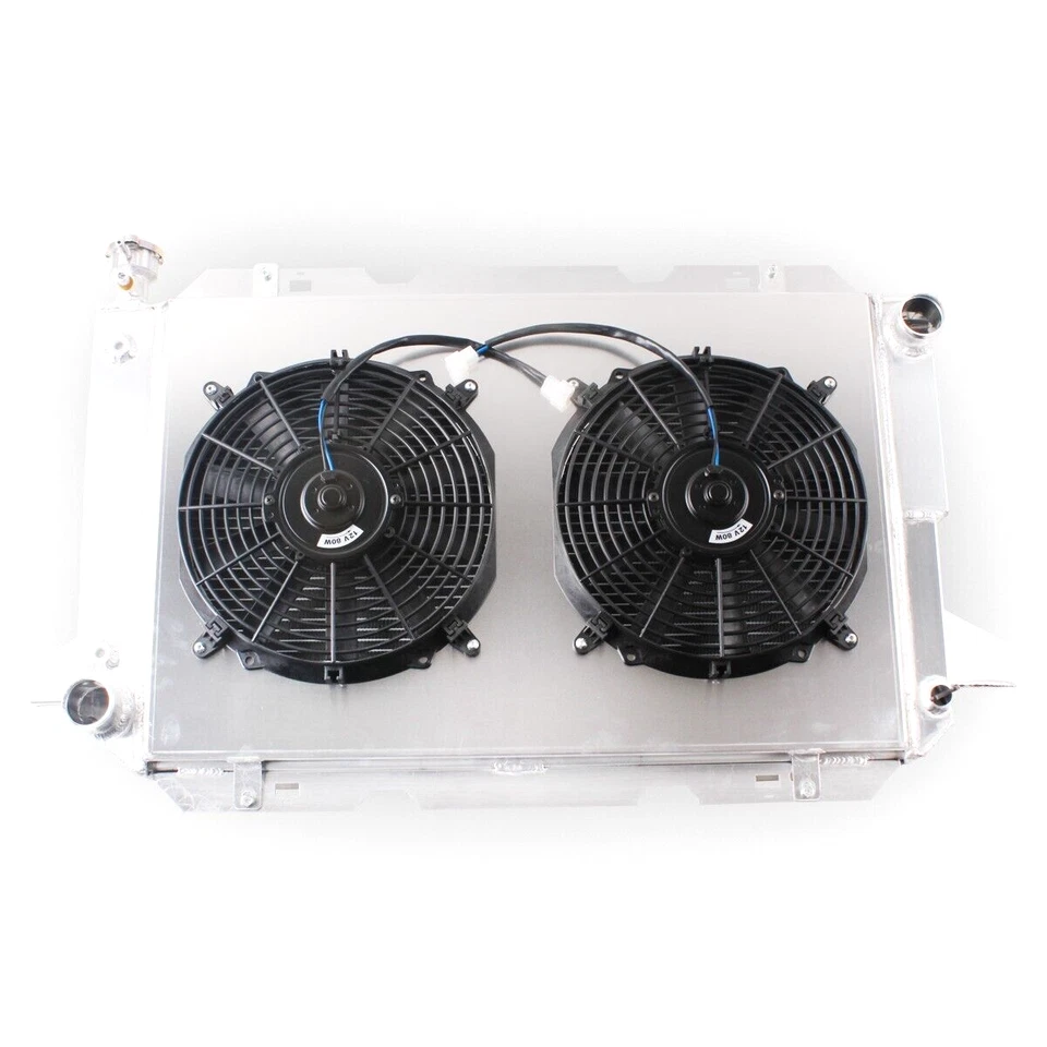 4Row Radiator +Fans For 1985-1997 Ford F150 F250 F350 Bronco 5.0L 5.8L 7.5L Foto 4 de 4