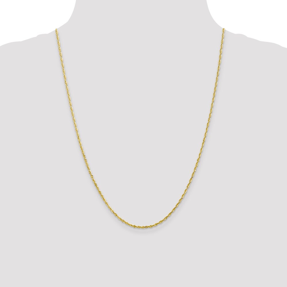 Real 10K Yellow Gold 2mm Diamond-Cut Lightweight Rope Chain; 24