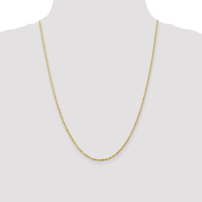 Real 10K Yellow Gold 2mm Diamond-Cut Lightweight Rope Chain; 24