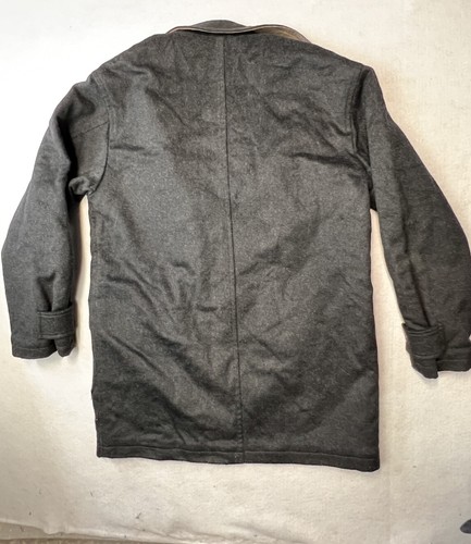 Land's End Wool Mens Long Coat Lined Gray Zipper And Button Up Pockets Med 38/40 - Picture 7 of 9