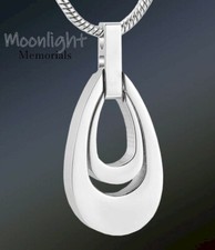 New Teardrop Double Urn Cremation Pendant Ash Silver Memorial Necklace