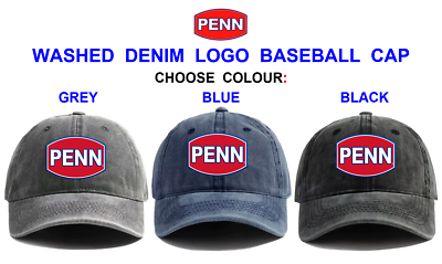 PENN WASHED DENIM FISHING CAP BASEBALL CAP FOR BOAT ROD REEL SEA