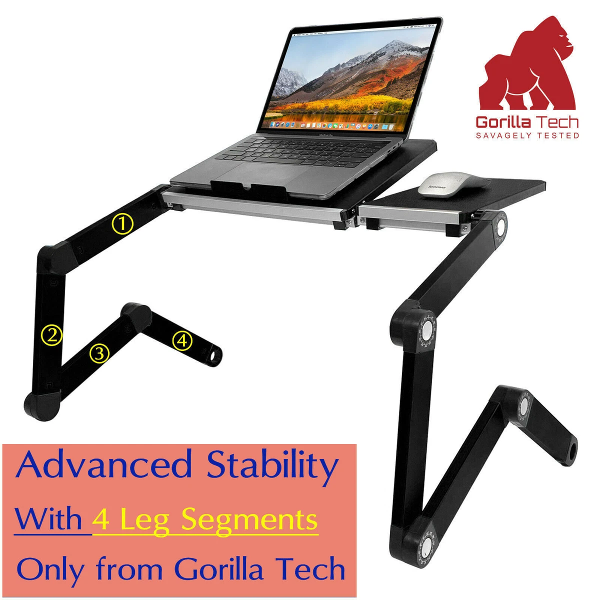 Laptop table with clearance cooling pad
