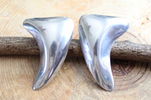 Puffed Sterling Silver Modern Look Earrings