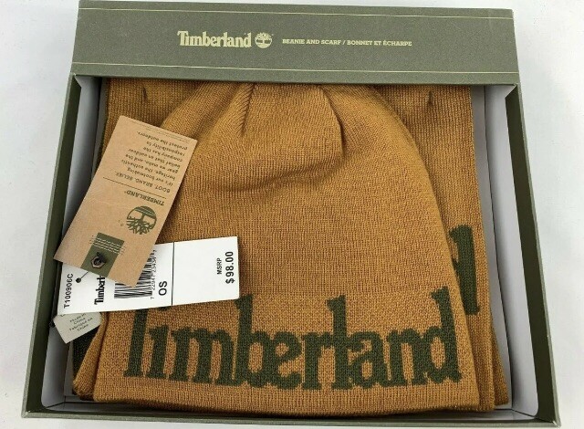 Timberland Logo Jacquard Tan Scarf 