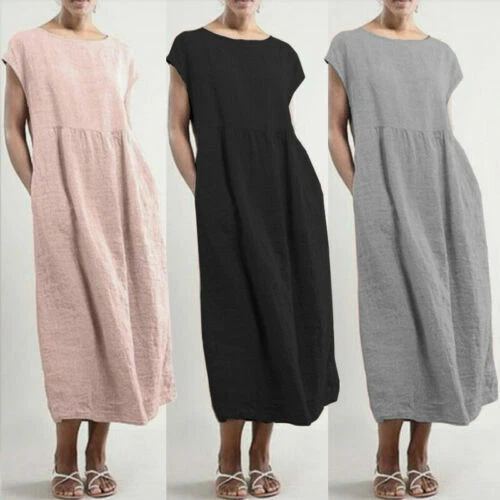 Black Linen Dresses for Women