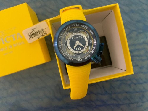 INVICTA CORDUBA QUARTZ YELLOW CASE BLUE DIAL MENS WATCH, RARE, NEW