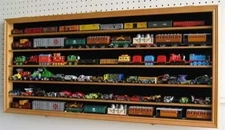 Train Display Case HO N Z Cars 1/64 Model Toy Matchbox Oak Wood Cabinet US Rack