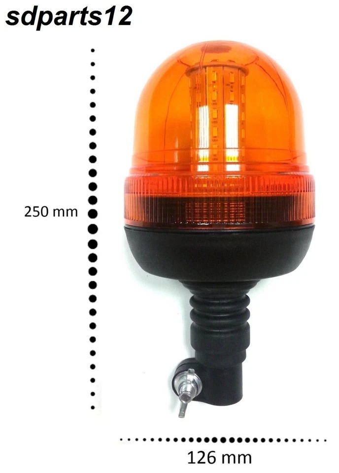 Lampeggiante LED 12/24V Stelo Flessibile 40 LED IP56 Omologato 3 Flash 25cm - Immagine 2 di 4