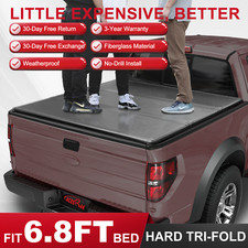 Fiberglass Tonneau Cover For 6.8ft 99-25 F250 F350 Superduty Hard Tri-fold