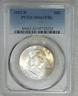 1952-D Franklin Half Dollar PCGS MS62FBL Full Bell Lines Nice Luster PQ #H503B