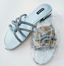 NINE WEST Women's Iria Dress Rhinestone Sandal Light Blue Sz 9.5 Display 