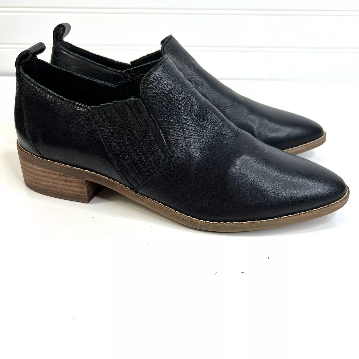 Lucky Brand Womens Lenci Leather Slip On Block Heel Boot Shoes Sz 8M