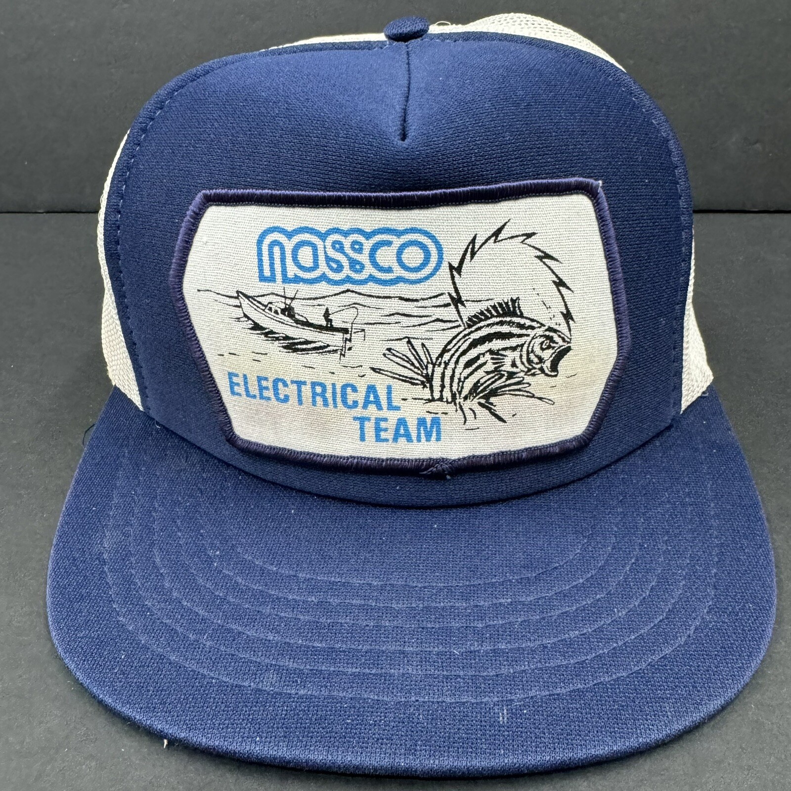 Nassco Electrical Team Fishing Trucker Hat Cap Snapback Blue & White