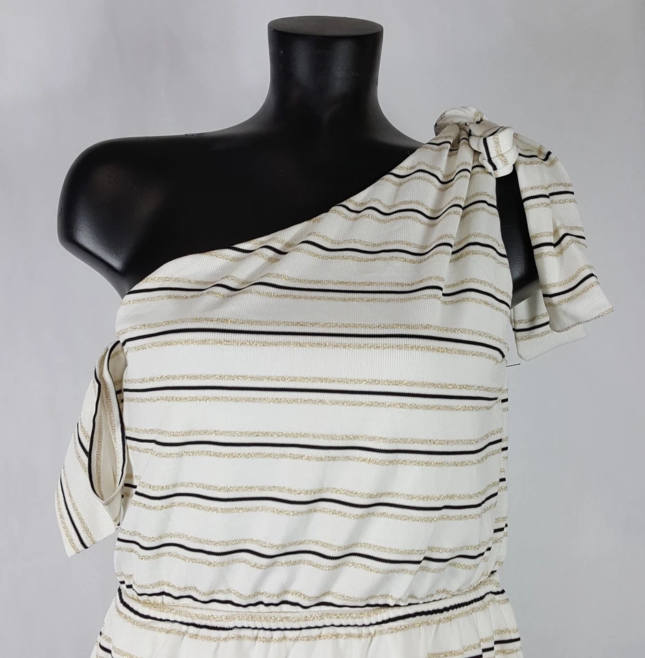 Sabo Skirt Striped Romper Single Tie Shoulder Empire Waist Lined Dress Size L - Image 2 of 4