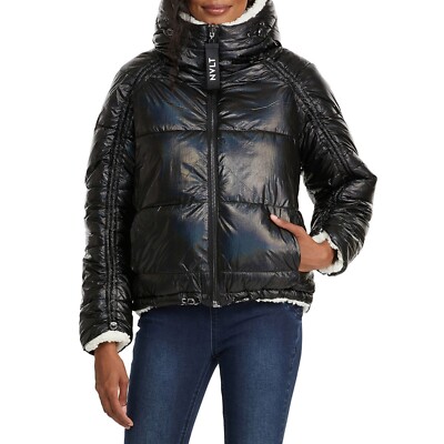 Large NVLT Reversible Hooded Sherpa Coat New Black Puffer Jacket $200