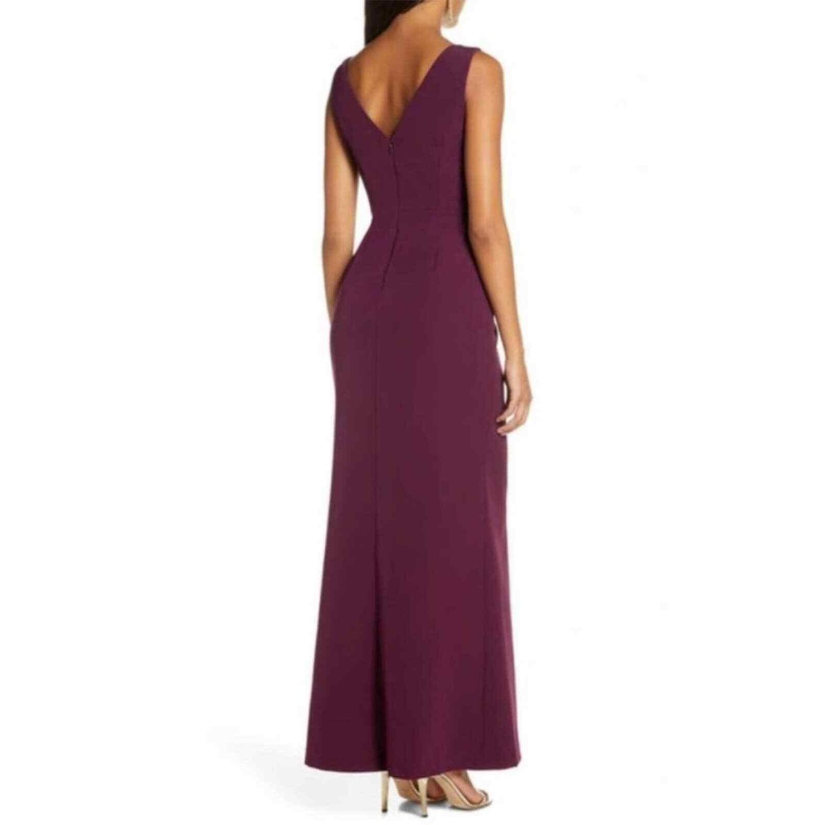 スーツ・フォーマル・ドレス ivory&co Elizabeth NWOT Eliza J Ruffle Front Sleeveless Maxi Gown Dress in Wine