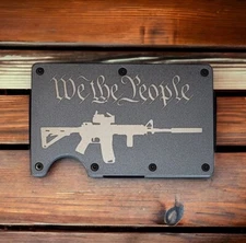 Engraved In USA, M4 "We The People," Slim Wallet, RFID Blocking, Metal Style