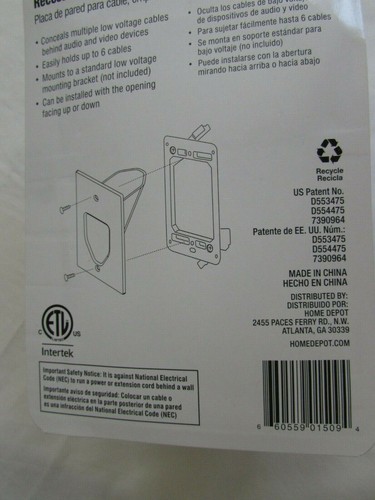 3 PCS x Commercial Electric Recessed Cable Wall Plate 1001863141. Light Almond - Picture 12 of 12