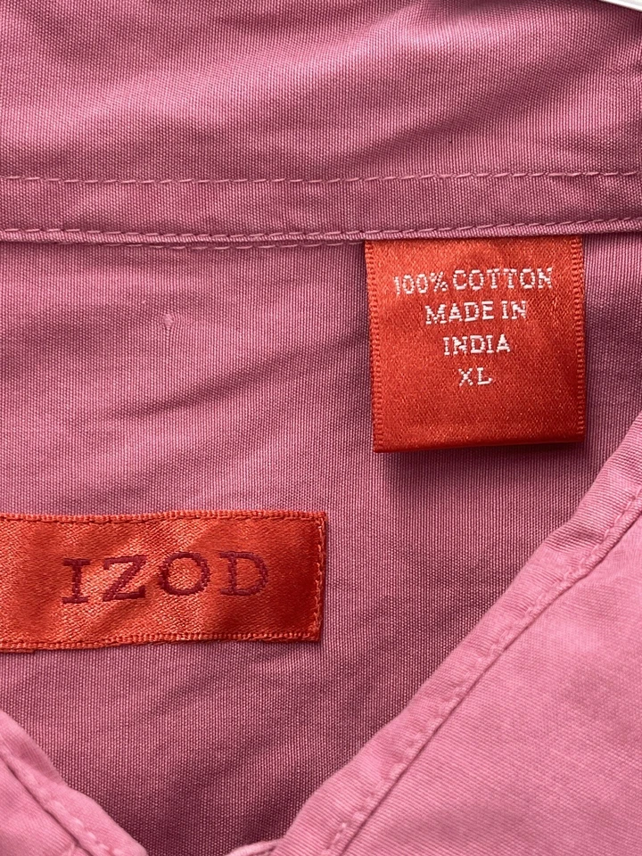 Camisa de vestir Izod para hombre manga larga con botones talla XL rosa envío rápido gratuito Foto 3 de 4