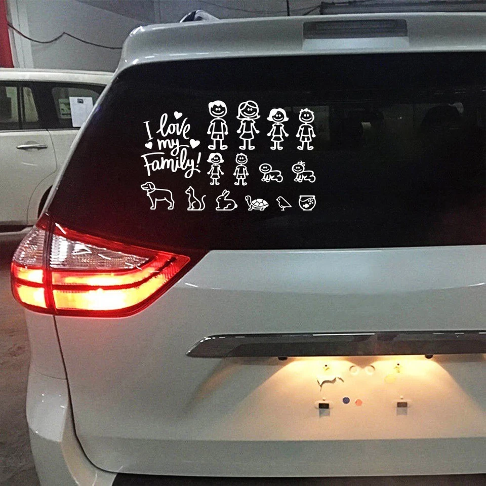 Calcomanía de vinilo gráfica impermeable para decoración de parachoques de ventana My Family Pet Foto 4 de 4