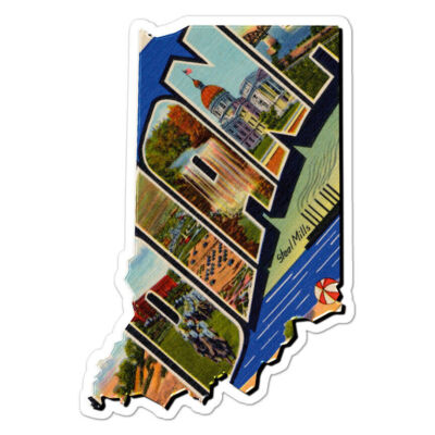 Vintage Indiana Map Sticker Decal