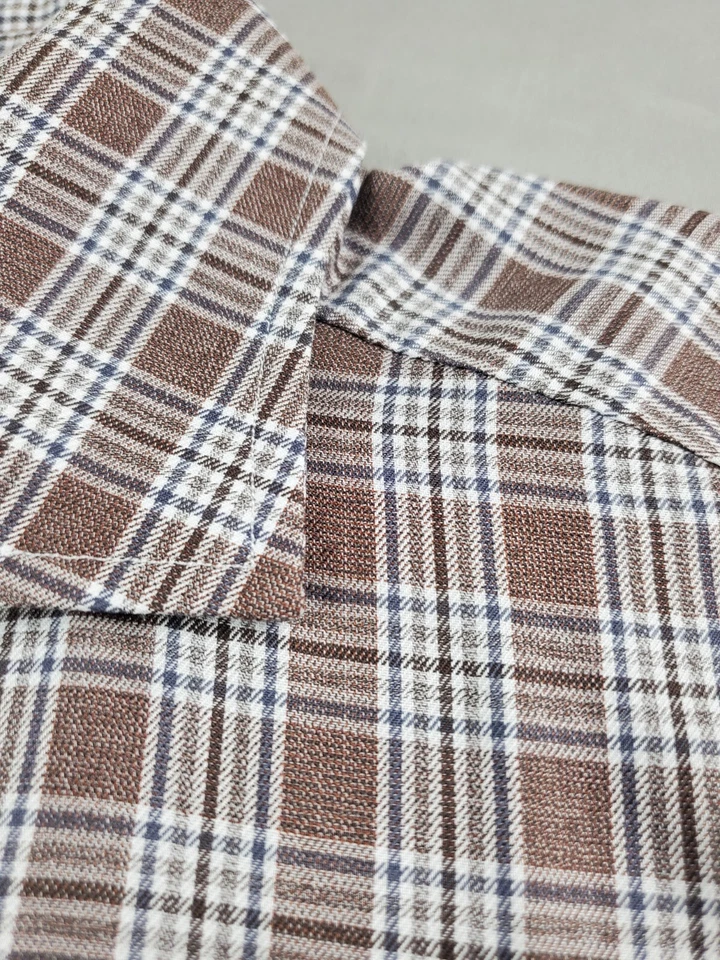 Camisa AVINO Napoli Para Hombre Camisa 16 41 Marrón A Cuadros Abotonada Manga Larga Italia Foto 4 de 4