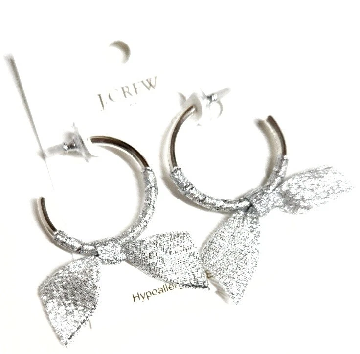 Pendientes de aro envueltos en cinta J.Crew en latón plateado brillante nuevos Foto 3 de 4