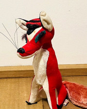 Dream Pets FOX Red Plush Velveteen Sawdust 6" Vtg Japan Fun Farm MCM