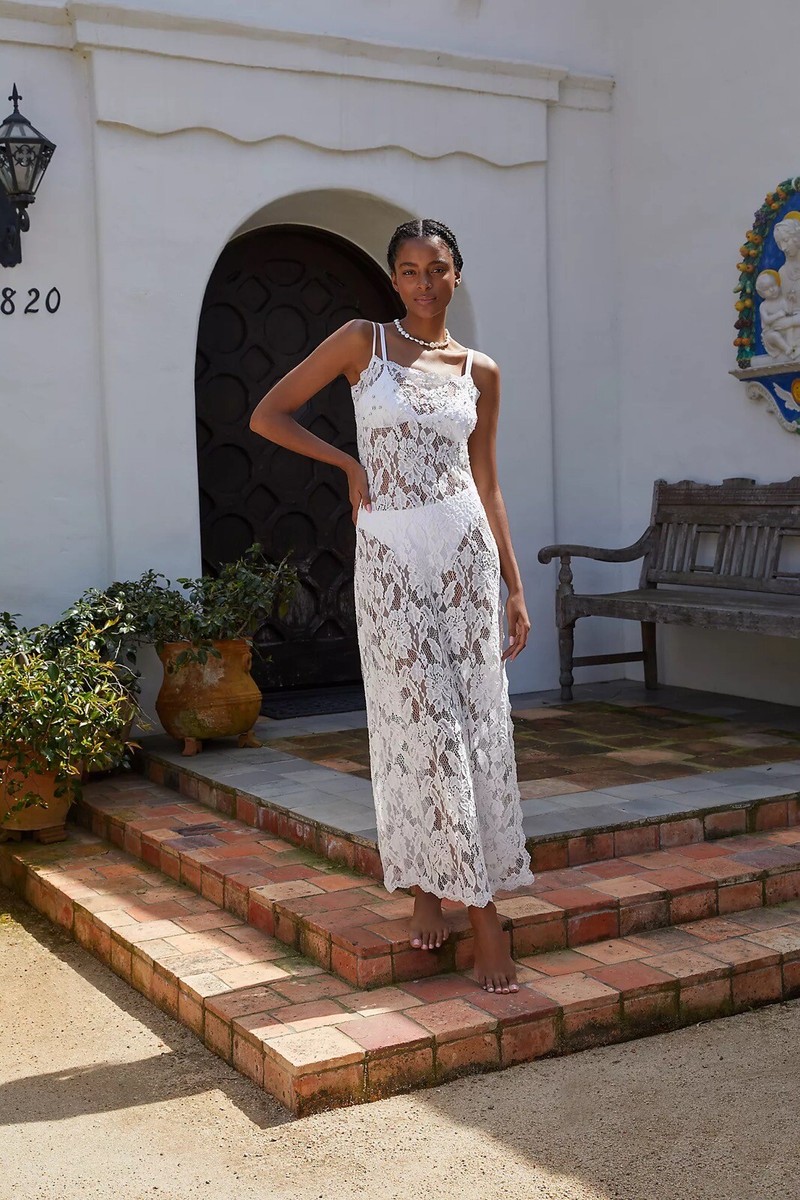 Anthropologie Hemant & Nandita Sheer Lace Midi Dress Size L $490 | eBay Anthropologie Hemant & Nandita Sheer Lace Midi Dress Size L $490 | eBay