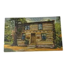 Postcard The Old Log Courthouse Fairview Park Decatur Illinois Vintage A287