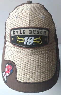Kyle Bush Hat Cap STRAW M&M Racing Chase Authentics Joe Gibbs 6 Panel Adj