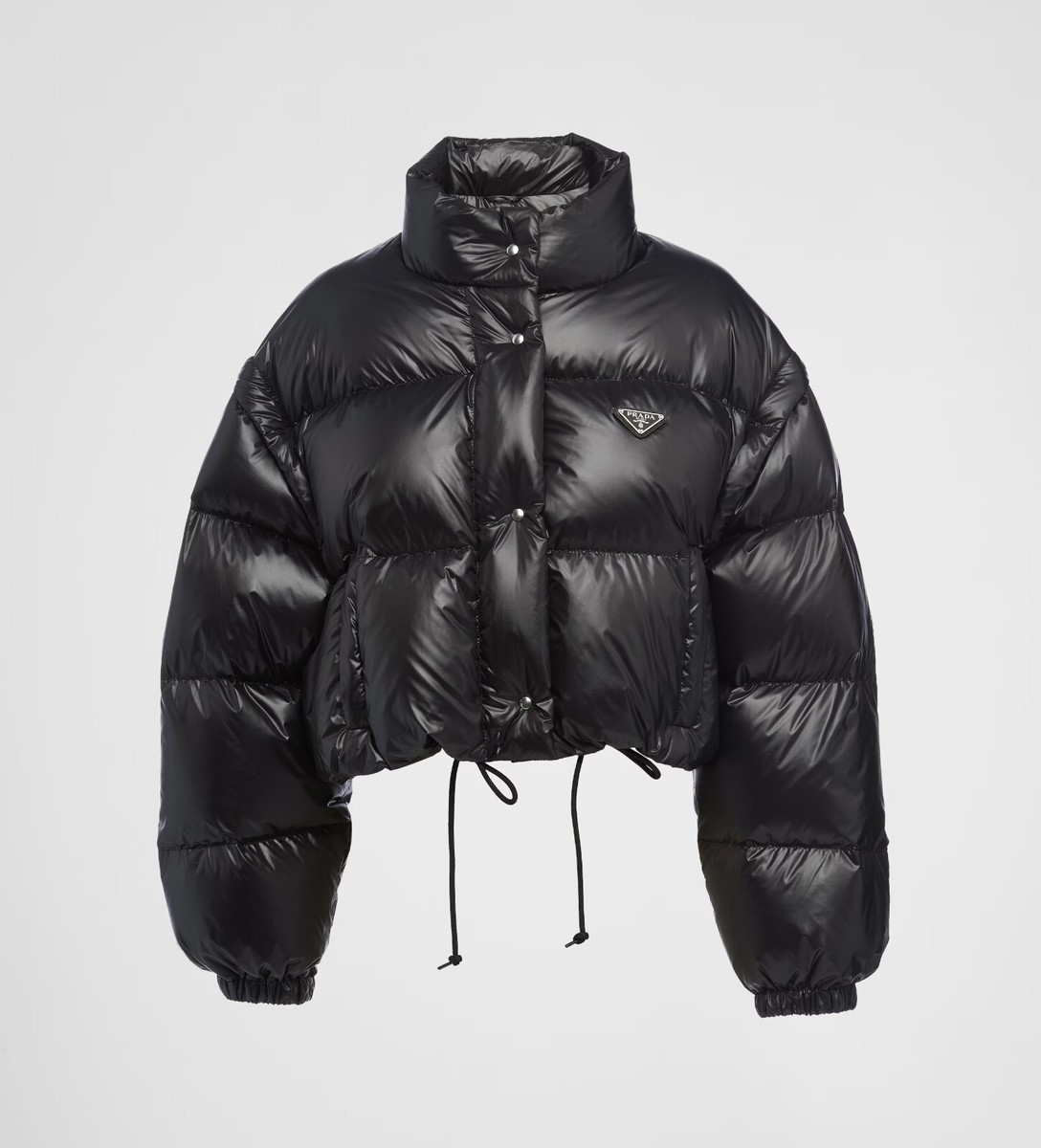 PRADA 中棉ジャケットTg.40 NWOT PRADA Re-Nylon Cropped Convertible Down Jacket 40 2/4 Black