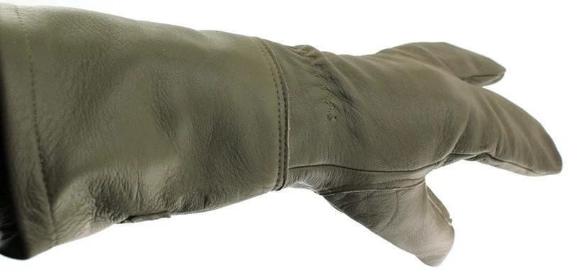 German Military Cycle Leather Gloves 2 - Finger Germany Med M Drab Olive USED - Image 3 of 4