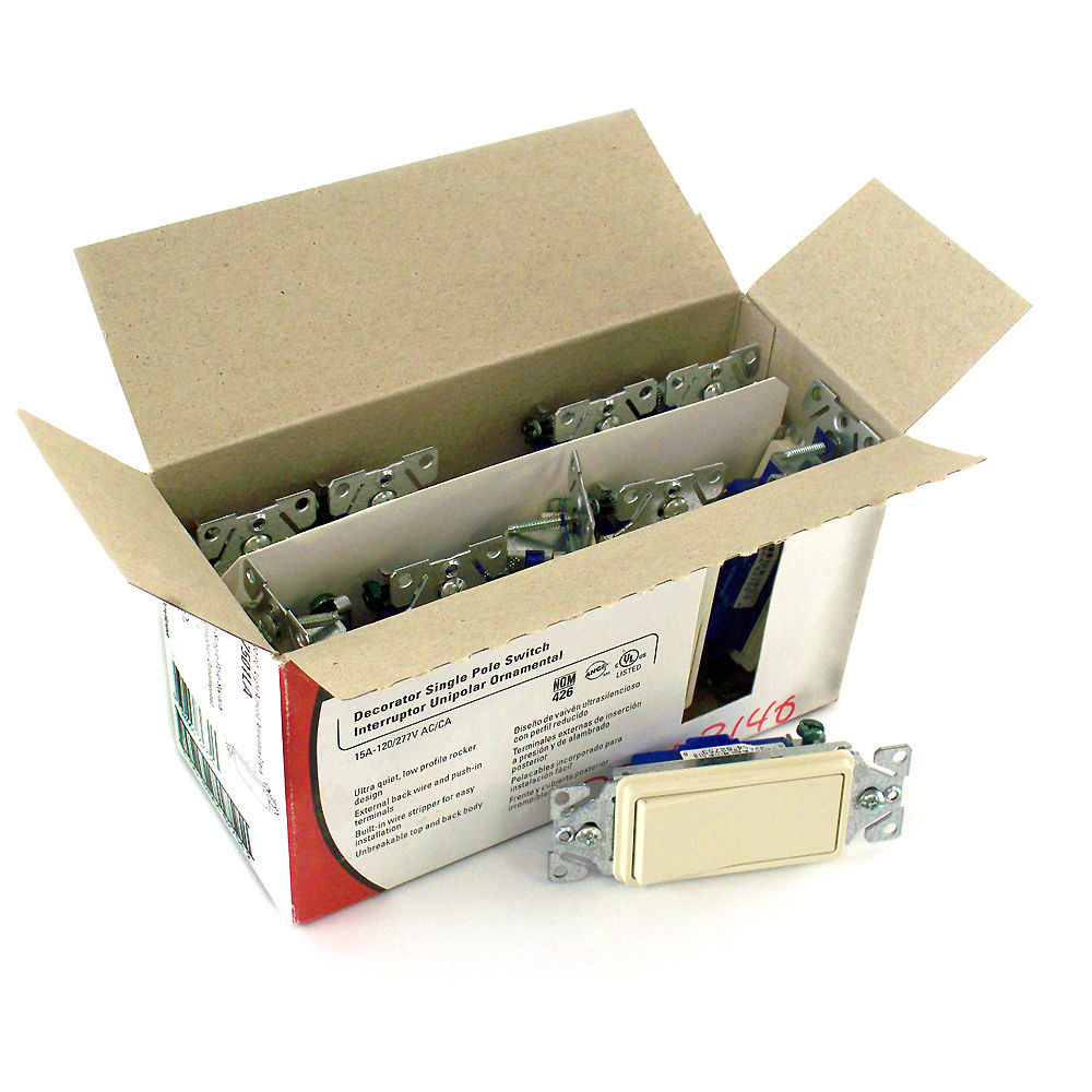 10-Pack New Cooper 15 Amp 120 Volt Single Pole Light Switch - Lite Almond 7501LA