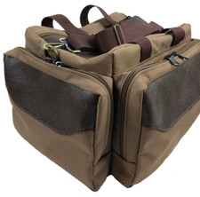 Genuine Leather & Canvas RANGE BAG sporting clays, skeet, trap Brown USA MADE