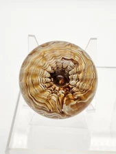 Vintage Joe St.Clair Ribbon CrimpGlass Paperweight Carmel Hues Controlled Bubble
