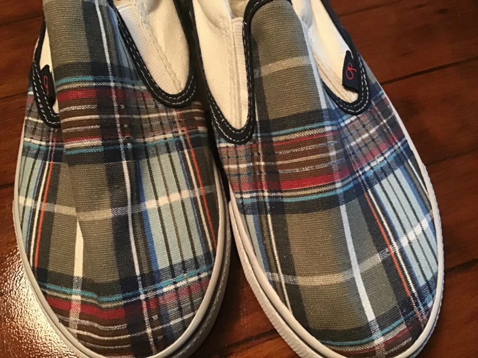 Zapatos de Lona Azul Topo Multi Cuadros Océano Pacífico Deslizables Niños Niños Talla 4 Foto 4 de 4