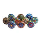 Vintage Multicolor Ceramic Pull Knobs for Kitchen Cabinet & Drawer (set of 10)