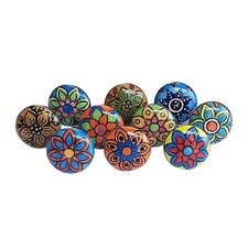 Vintage Multicolor Ceramic Pull Knobs for Kitchen Cabinet  Drawer set of 10 