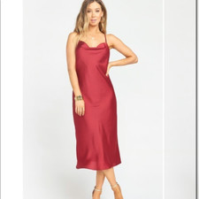 Show Me Your Mumu Verona Cowl Neck Dress in Dark Red Size Small