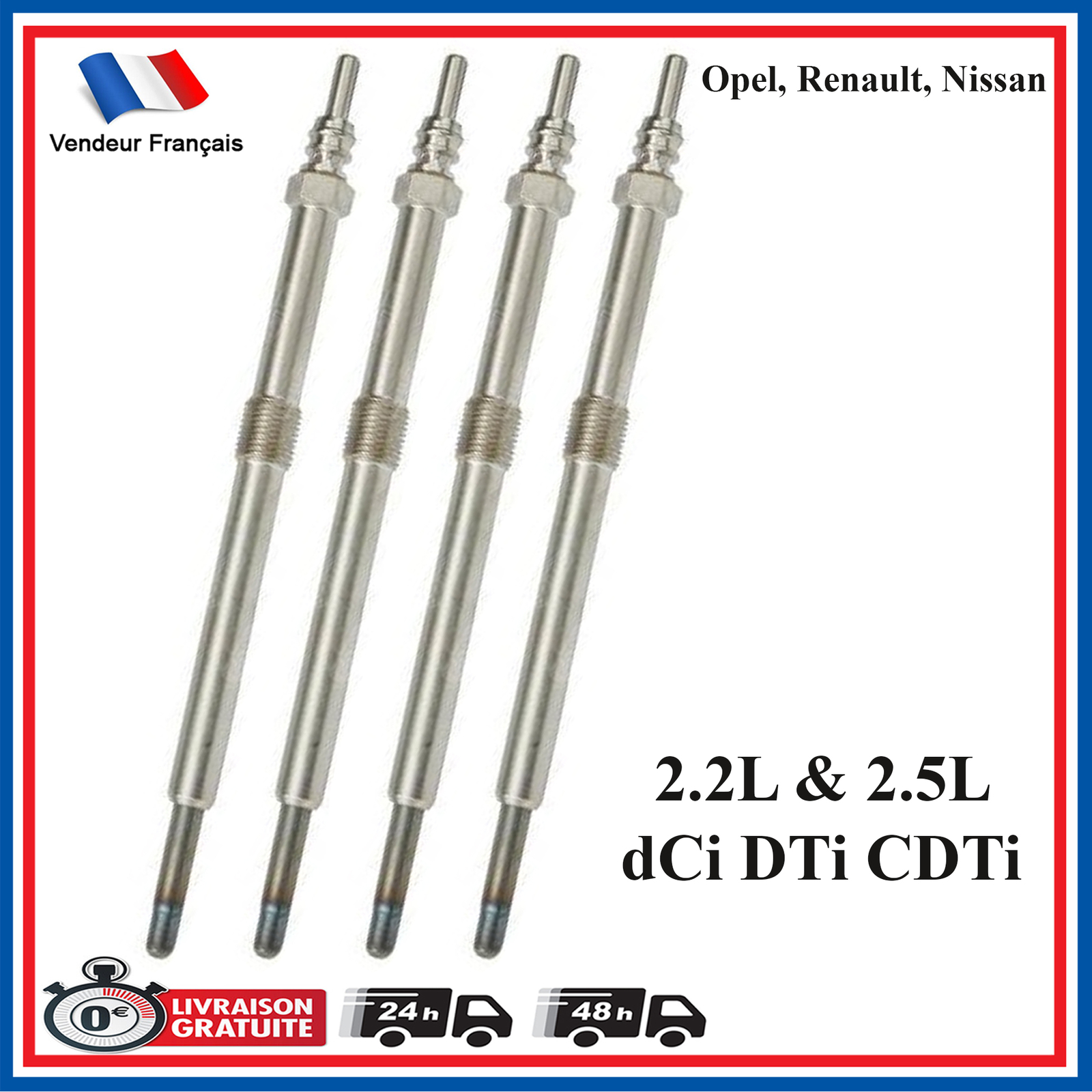 Bougie de préchauffage thermique résolvant le calage à froid compatible 7700103674