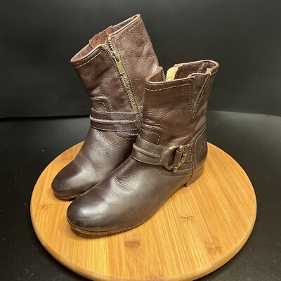 Frye Jillian Toggle Short Women's 6.5 Rich Brown Biker Harness Boots Booties EUC