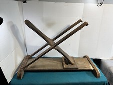 Primitive Antique/Vintage Handmade Table Iron Fold Stand Adjustable 2 Heights