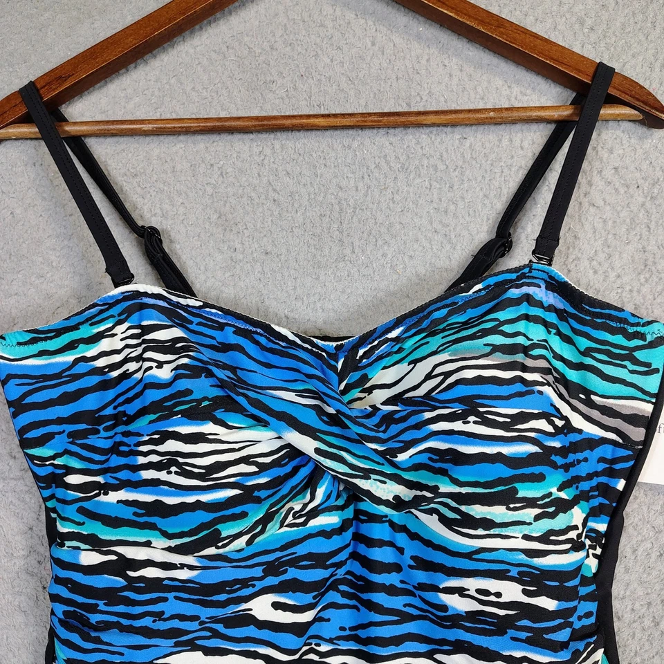 Traje de baño Croft & Barrow para mujer 14 azules a rayas cuerpo escultor una pieza playa nuevo con etiquetas Foto 3 de 4