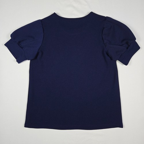 Chances R Navy Puff Sleeve Blouse Women’s Medium Short Sleeve Top Dressy Casual - Picture 4 of 8
