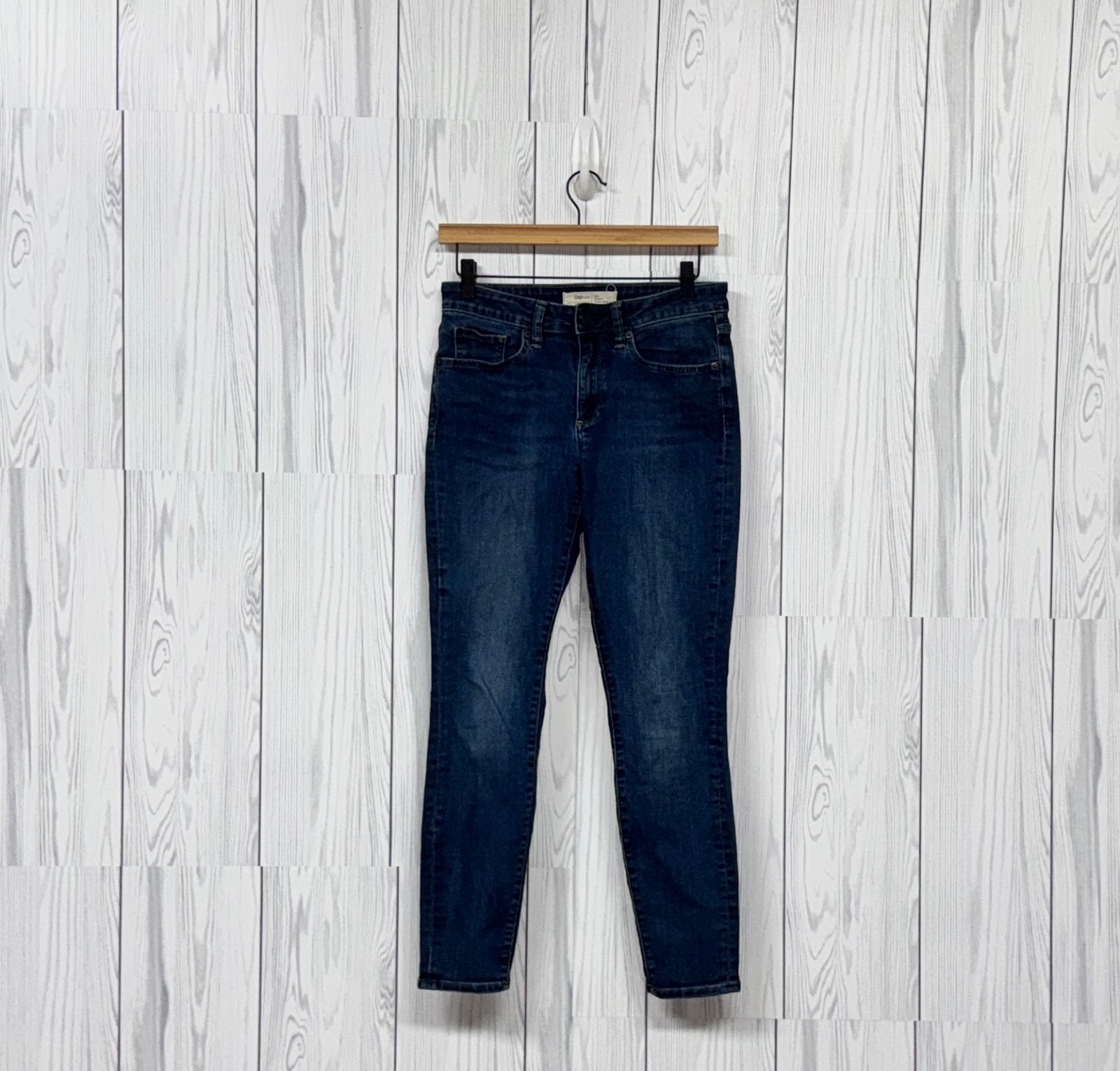 Gap jeans womens size 28 curvy skinny mid rise blue dark wash stretch denim