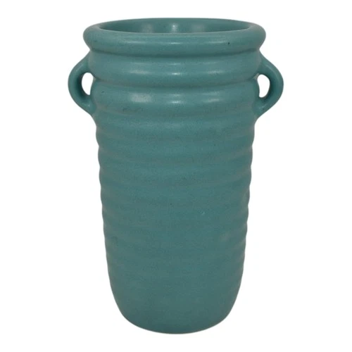 Roseville Solid Colors 1917 Matte Aqua Blue Art Deco Pottery Ceramic Vase 609-6