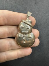 9.9g Vintage Sterling Silver 925 Puffy Snowman Pendant Jewelry lot W