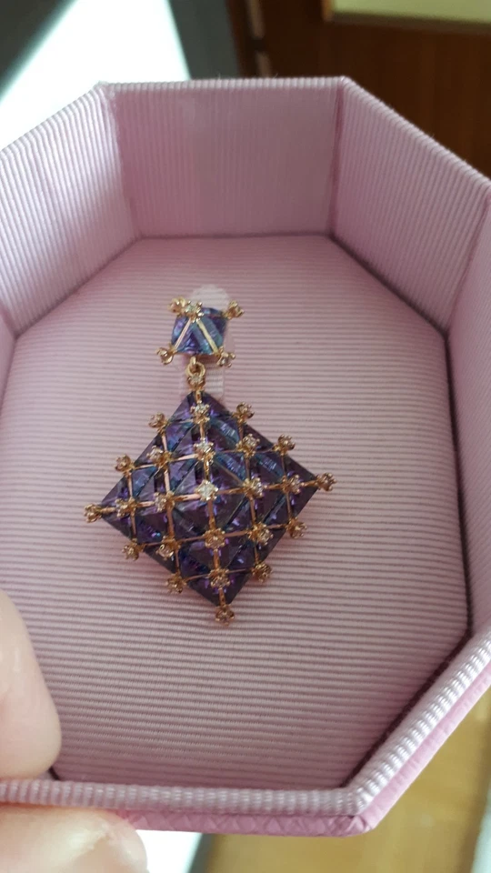 Swarovski Ohrring Pyramide Blau Gold - Bild 3 von 4